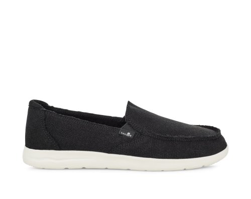 Női Sidewalk Surfers - Sanuk Donna Lite TX Canvas Slip-on - Sanuk Fekete Cipő ZIEPBW754